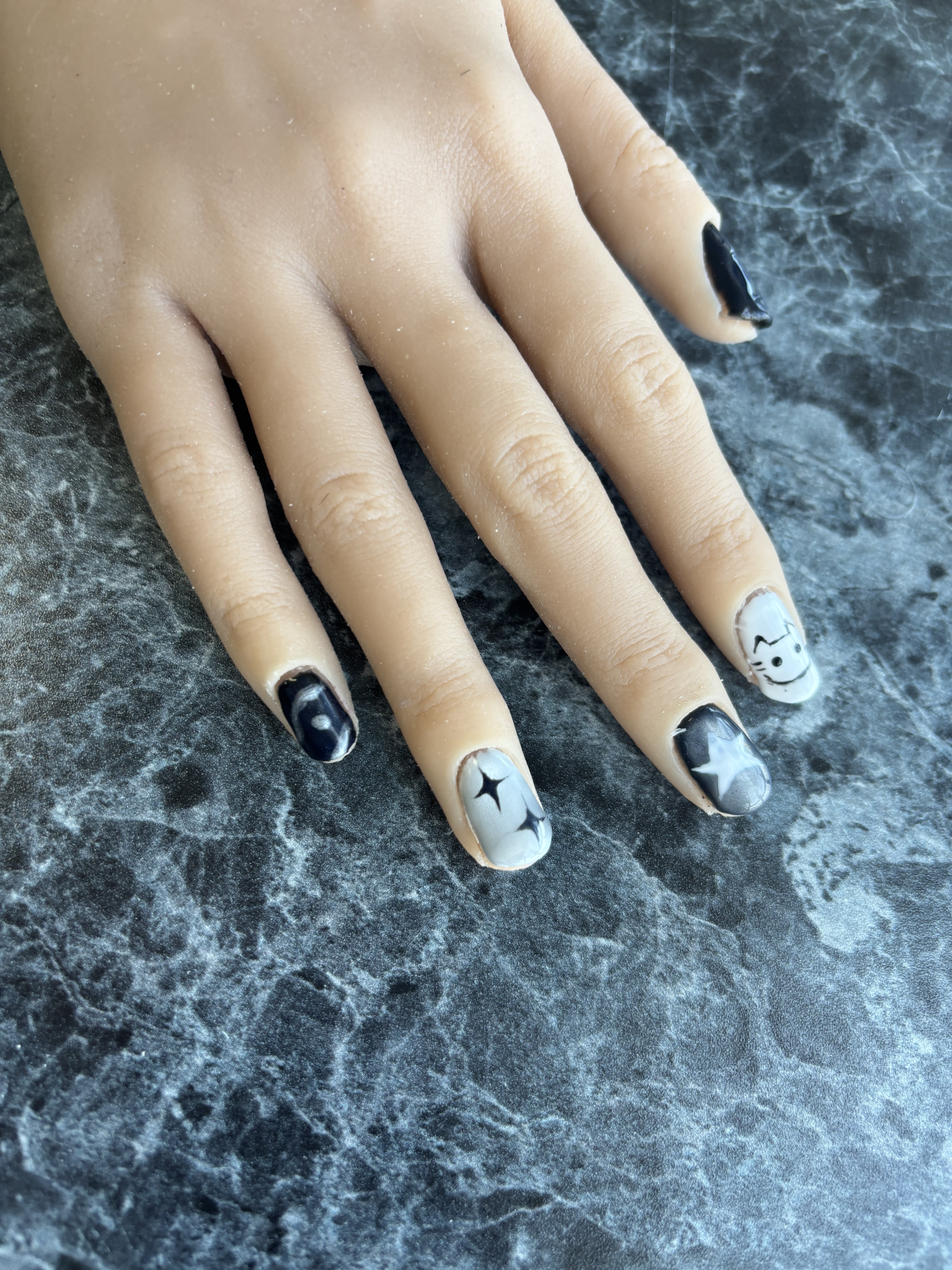 Black and grey nail art
